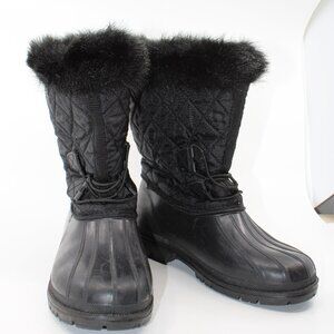 Maple Leafe Youth Shoe Husky Canada Faux Fur SZ 4WY Black Rubber Boot & Faux Fur